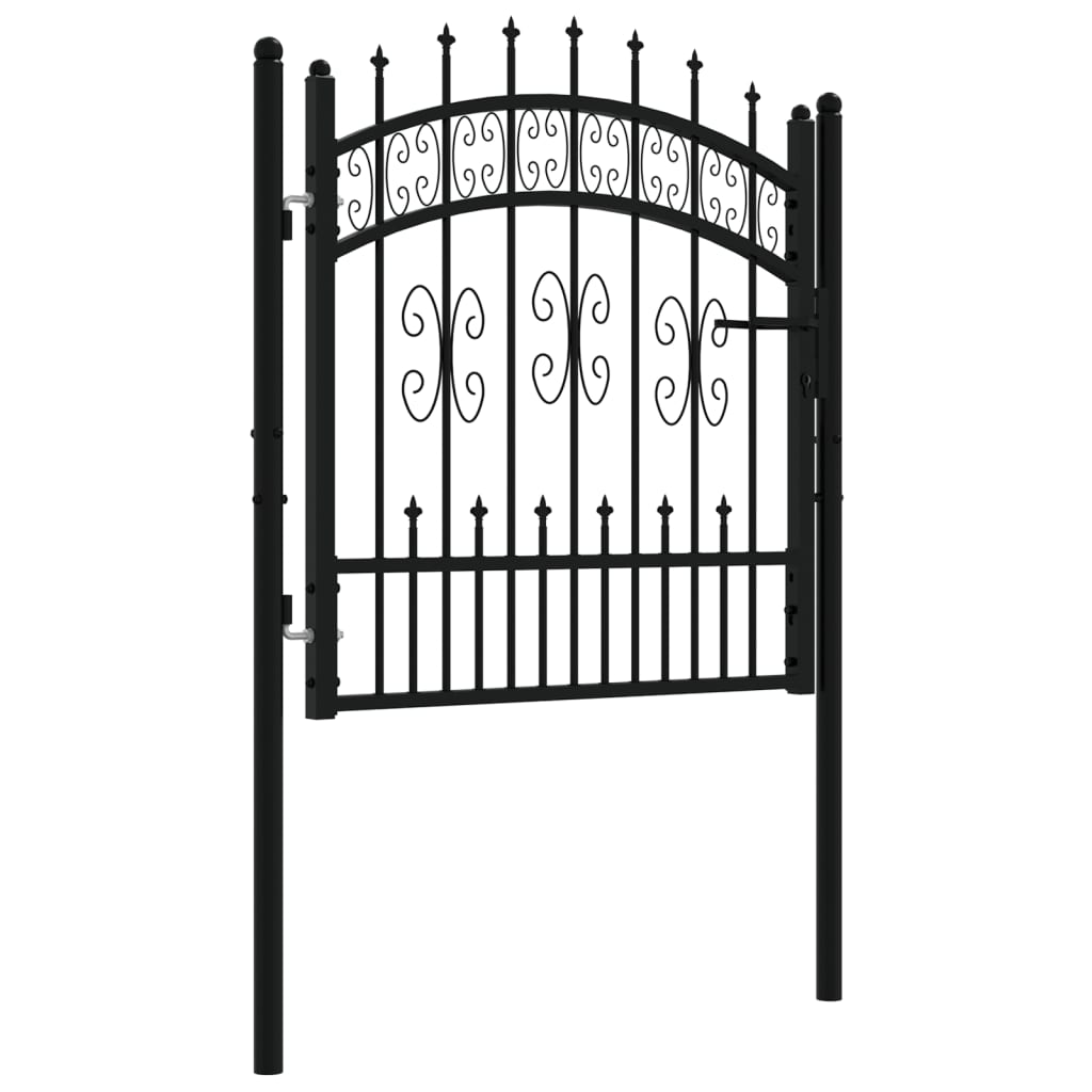 vidaXL Fence Gate with Spear Top Black 103x150 cm Powder-coated Steel