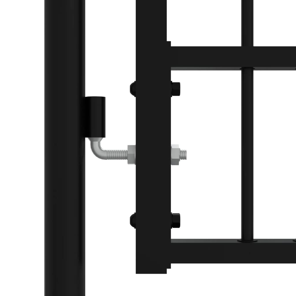 vidaXL Fence Gate with Spear Top Black 103x150 cm Powder-coated Steel