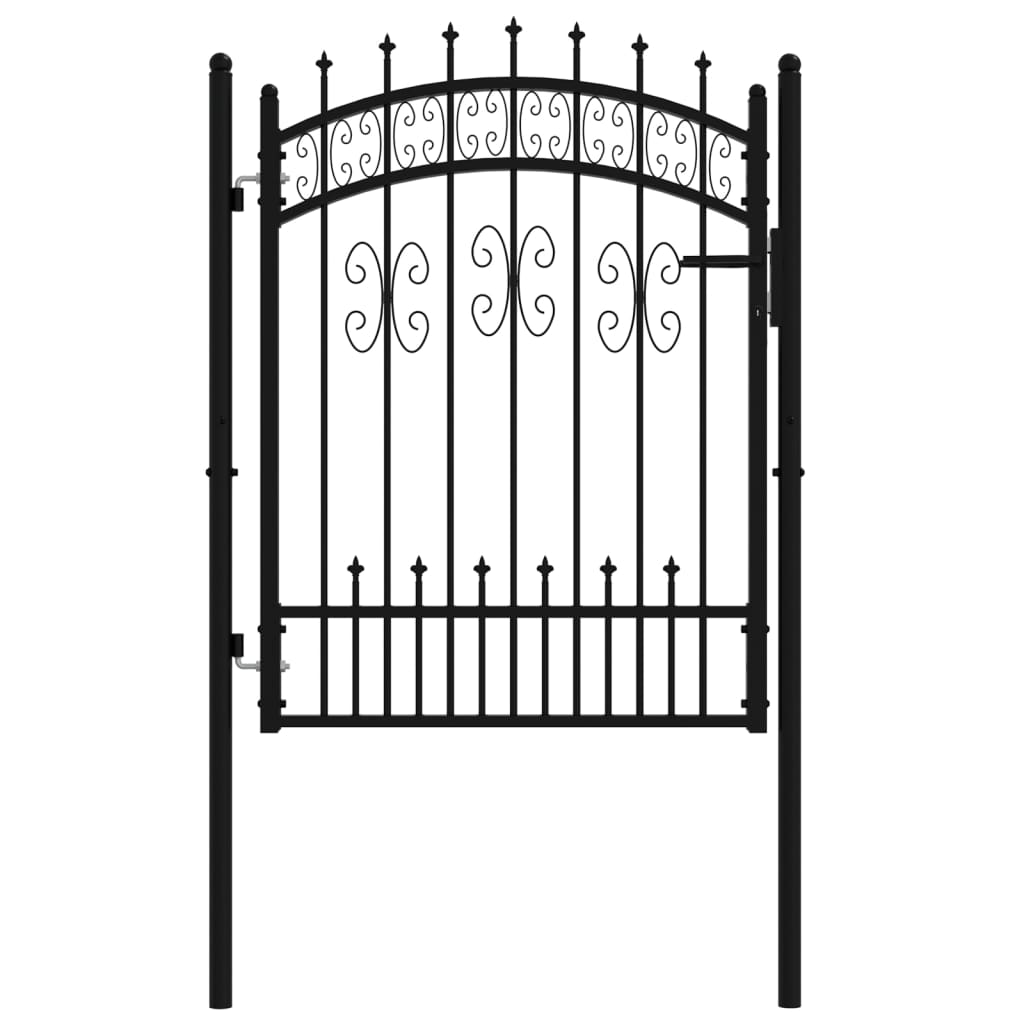 vidaXL Fence Gate with Spear Top Black 103x175 cm Powder-coated Steel