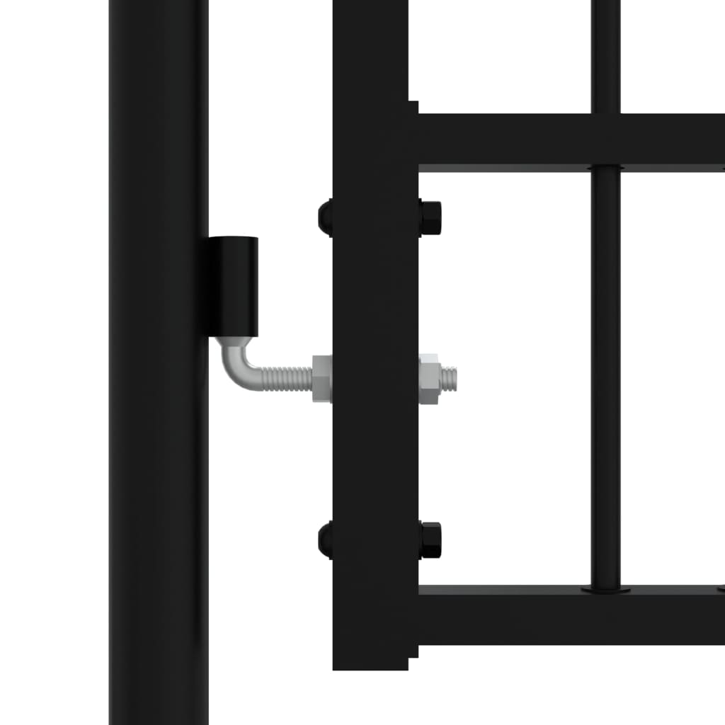 vidaXL Fence Gate with Spear Top Black 103x175 cm Powder-coated Steel