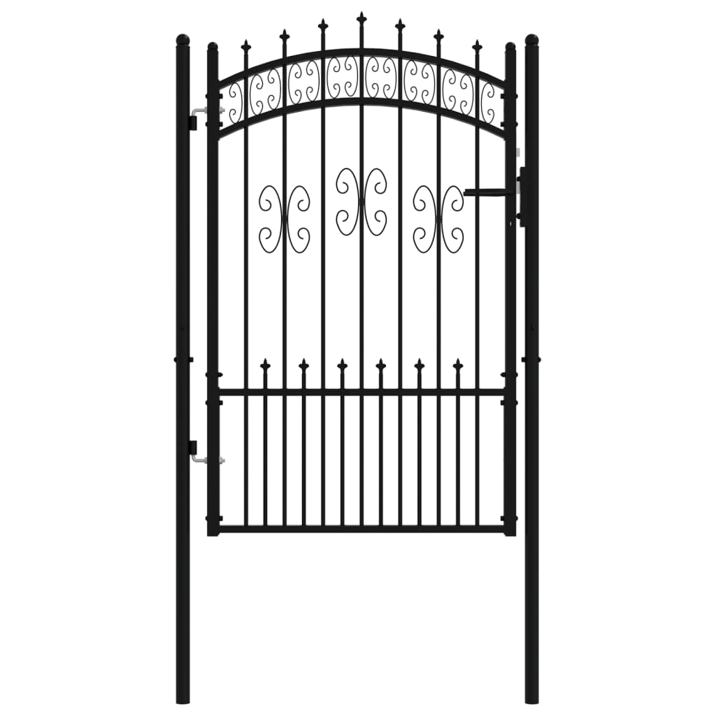 vidaXL Fence Gate with Spear Top Black 103x200 cm Powder-coated Steel