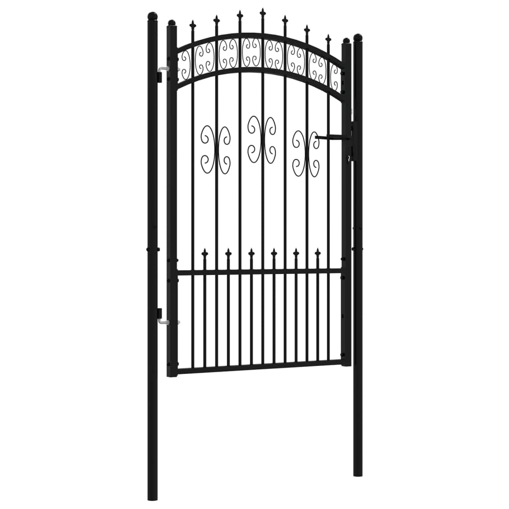 vidaXL Fence Gate with Spear Top Black 103x200 cm Powder-coated Steel