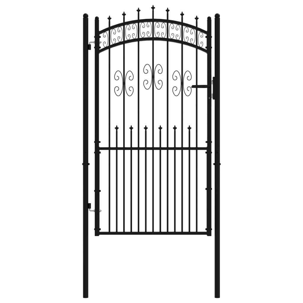 vidaXL Fence Gate with Spear Top Black 103x225 cm Powder-coated Steel