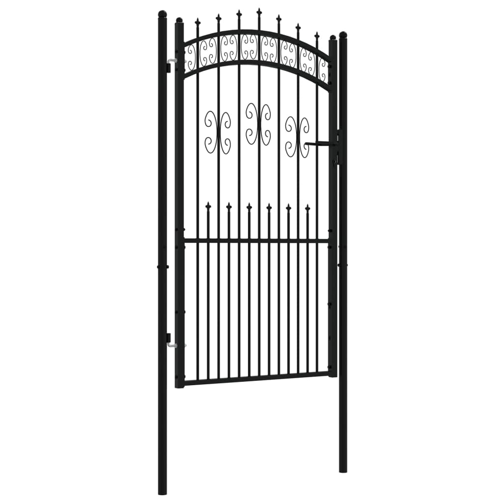 vidaXL Fence Gate with Spear Top Black 103x225 cm Powder-coated Steel