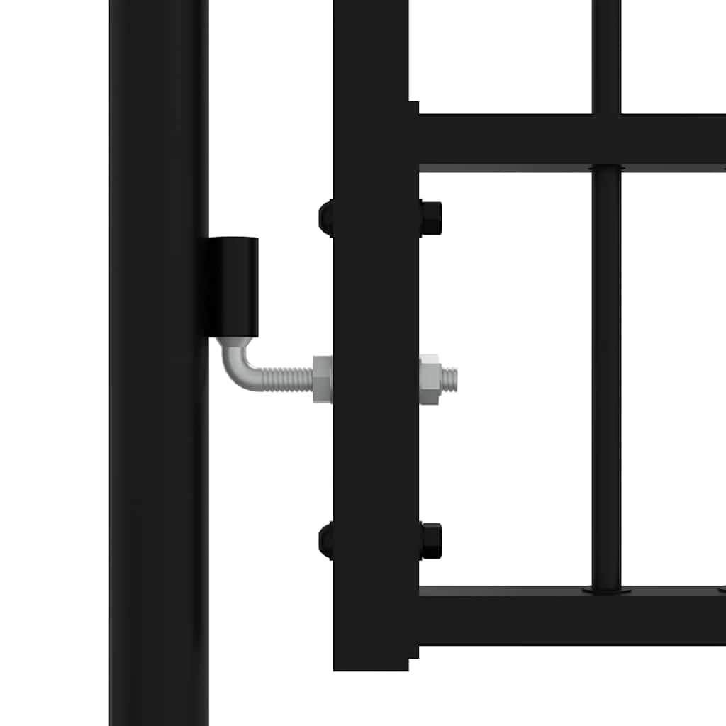 Fence Gate with Spear Top Black 103x175 cm Powder-coated Steel
