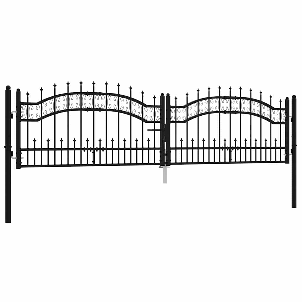 Fence Gate "KAMPEN" with Spear Top Black 302x78 cm Steel