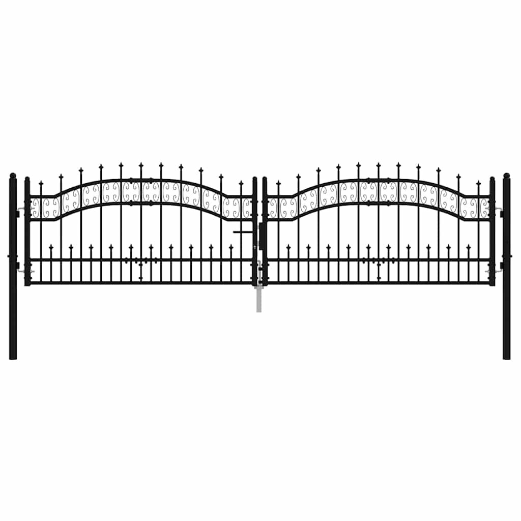 Fence Gate "KAMPEN" with Spear Top Black 302x78 cm Steel