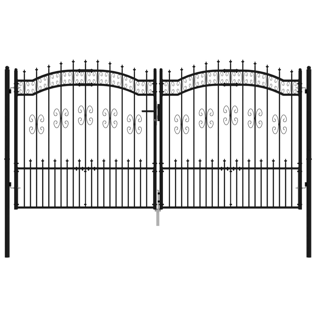 vidaXL Fence Gate with Spear Top Black 305x198 cm Powder-coated Steel