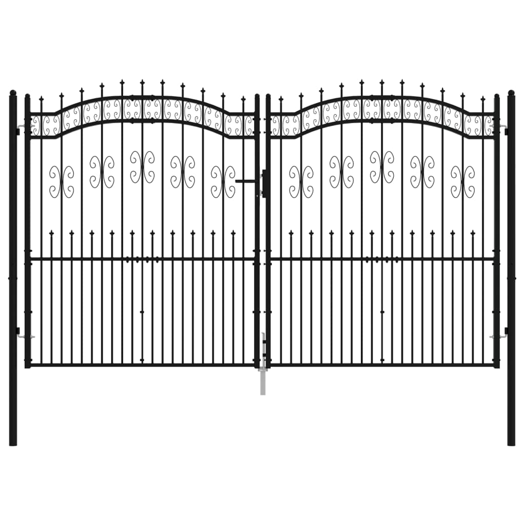 vidaXL Fence Gate with Spear Top Black 305x223 cm Powder-coated Steel