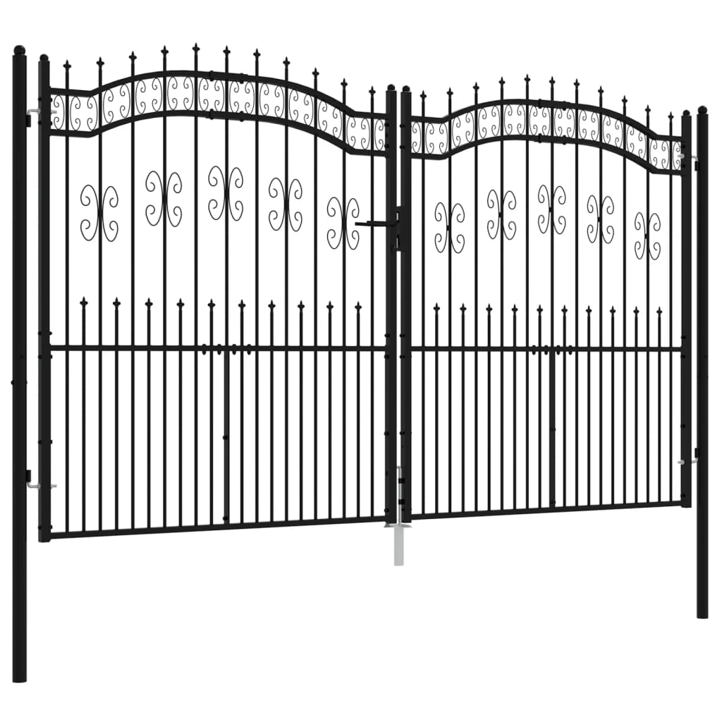 vidaXL Fence Gate with Spear Top Black 305x223 cm Powder-coated Steel