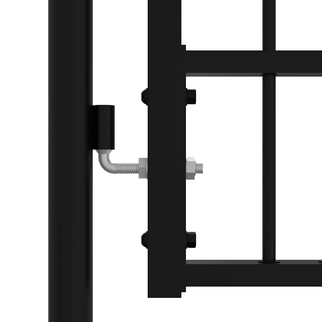 Fence Gate "KAMPEN" with Spear Top Black 394,5x125 cm Steel