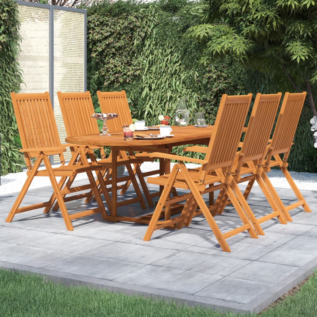 Garden Dining Set | Brown | Solid Acacia Wood | Large | Foldable
