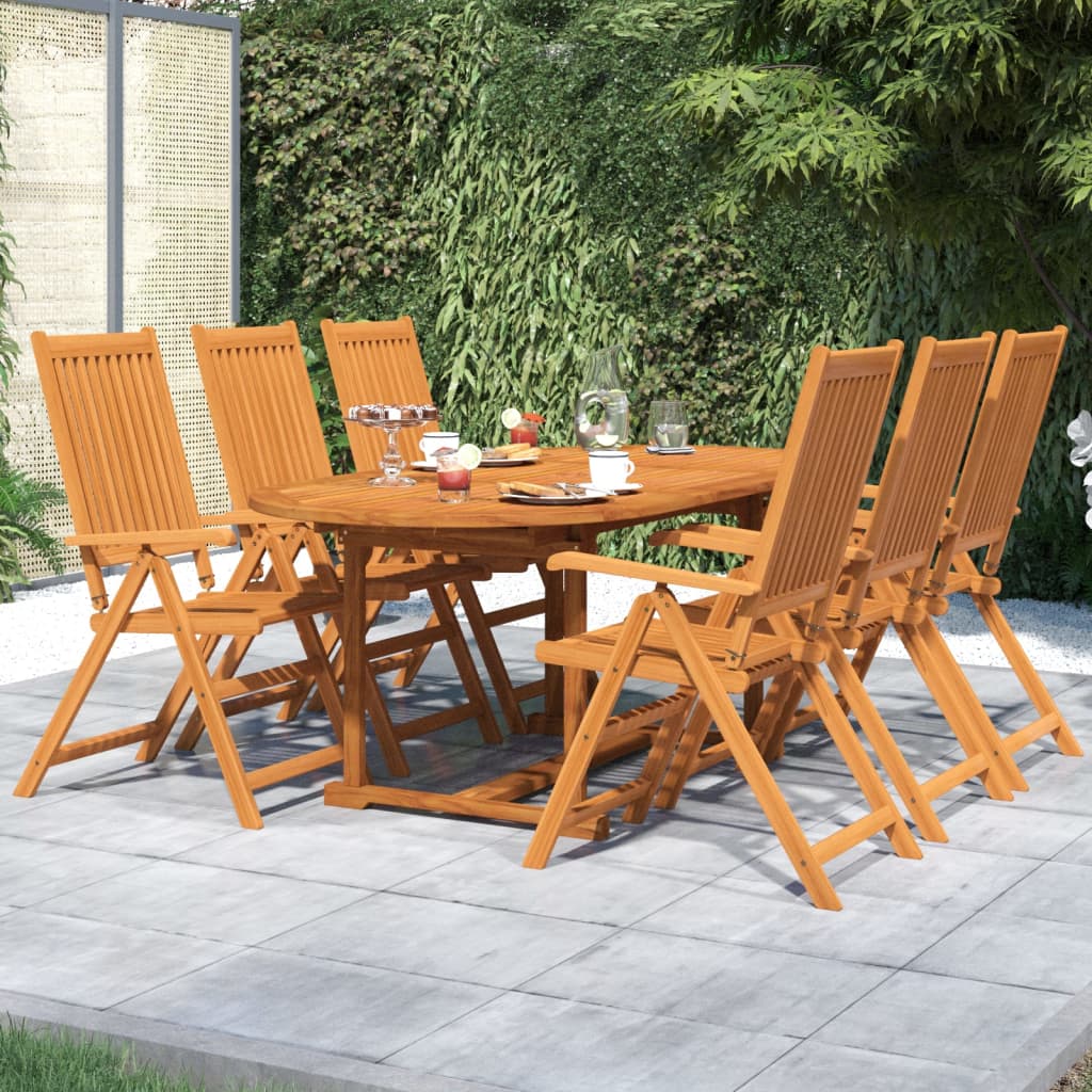 Garden Dining Set | Brown | Solid Acacia Wood | Medium | Extendable
