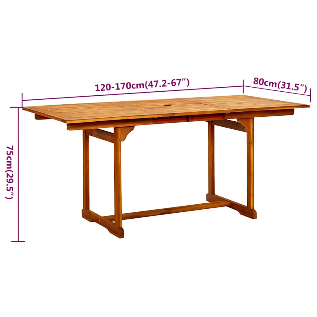 5 Piece Garden Dining Set Solid Wood Acacia 120-170 cm