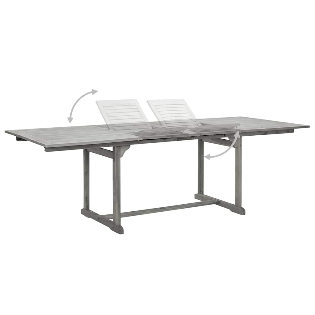 Garden Dining Set | Grey | Solid acacia wood | 7-Piece | Foldable