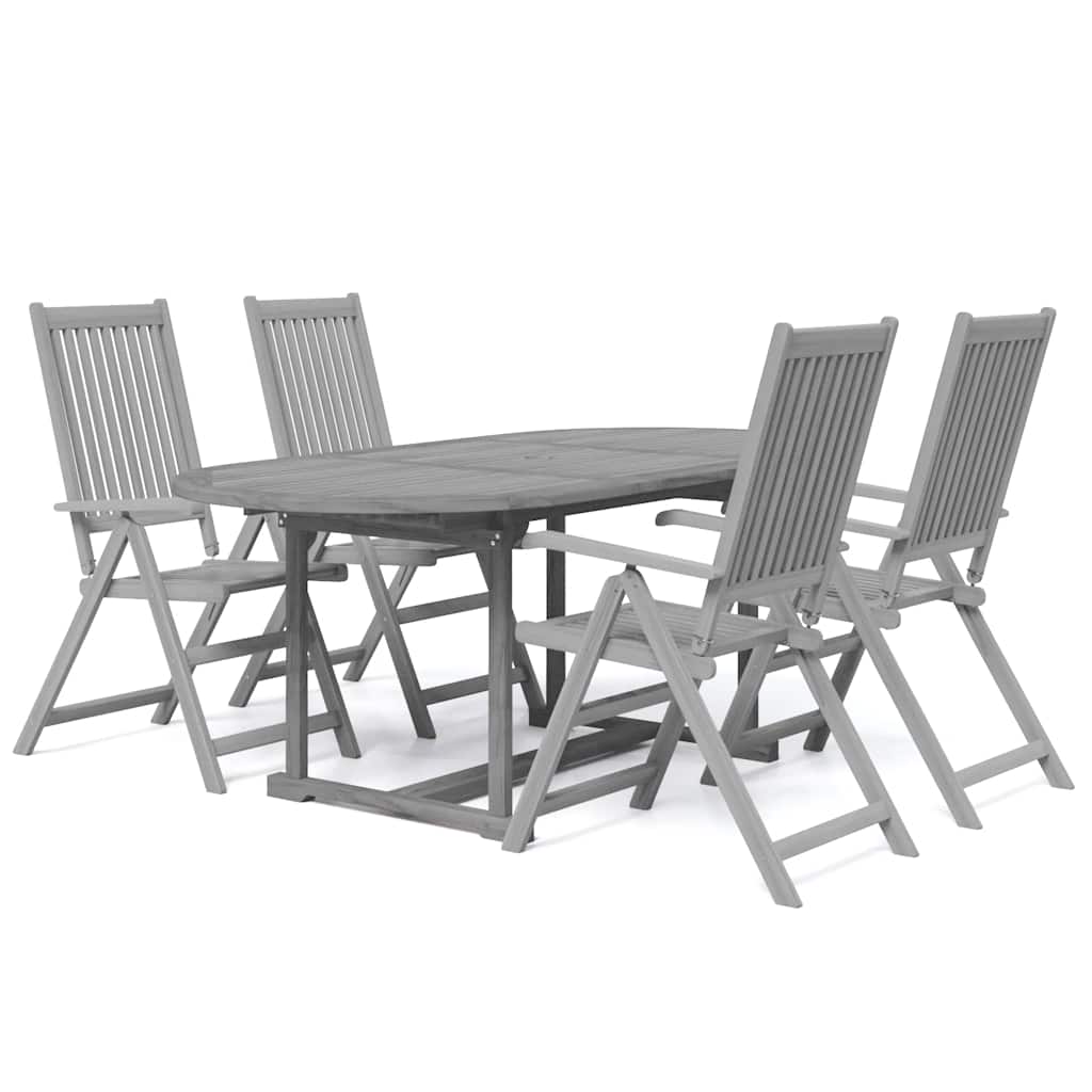 Garden Dining Set | Grey | Solid acacia wood | Medium | Extendable