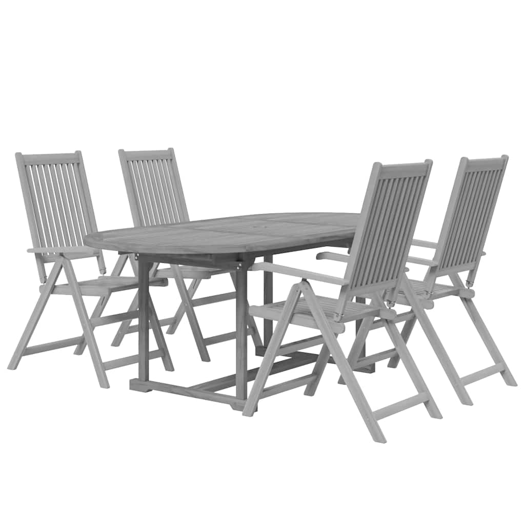 Garden Dining Set | Grey | Solid acacia wood | Medium | Extendable