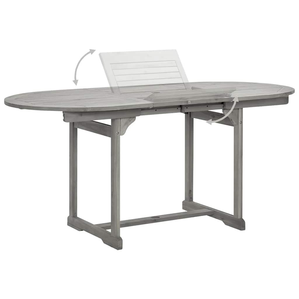 Garden Dining Set | Grey | Solid acacia wood | Medium | Extendable