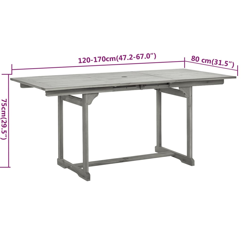 Garden Dining Set | Grey | Solid Acacia wood | Standard | Extendable