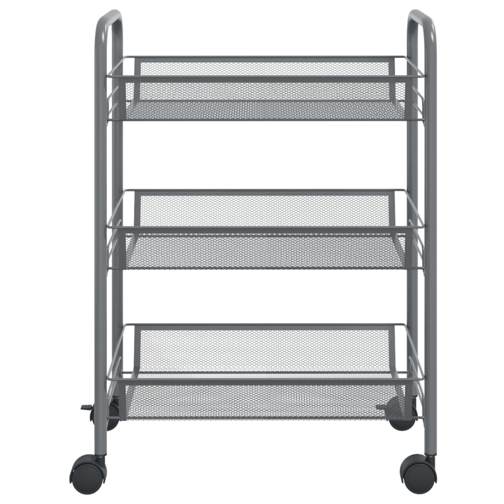 vidaXL 3-Tier Kitchen Trolley Grey 46x26x64 cm Iron