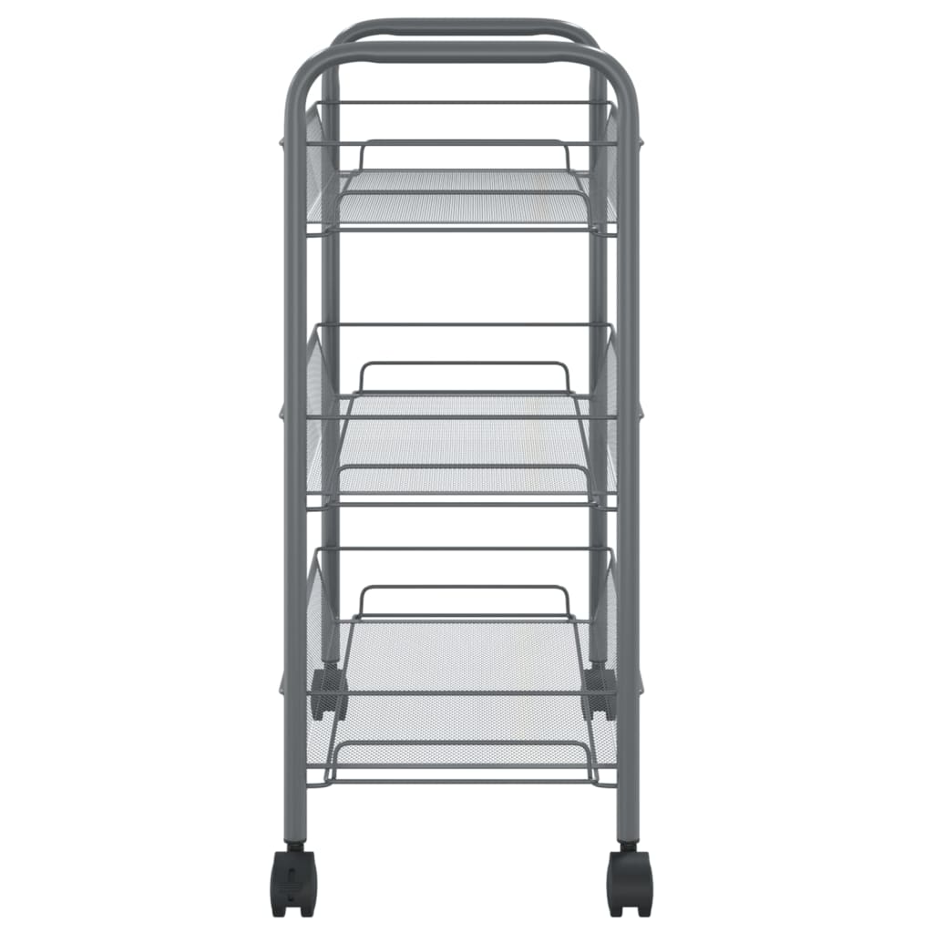 vidaXL 3-Tier Kitchen Trolley Grey 46x26x64 cm Iron