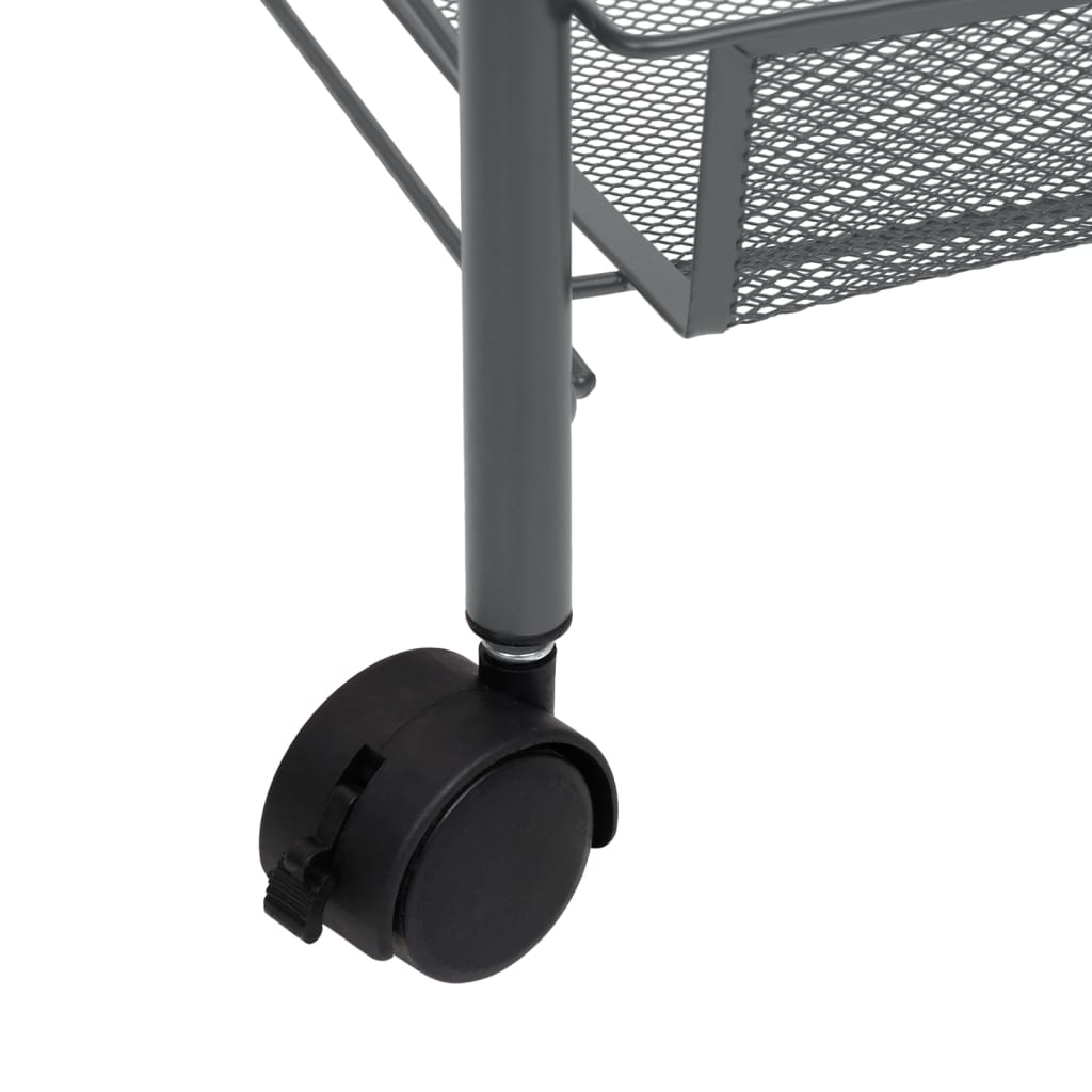 vidaXL 3-Tier Kitchen Trolley Grey 46x26x64 cm Iron