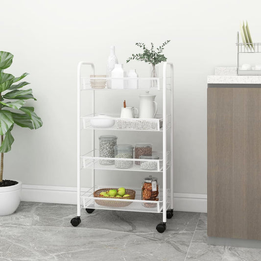 vidaXL 4-Tier Kitchen Trolley White 46x26x85 cm Iron