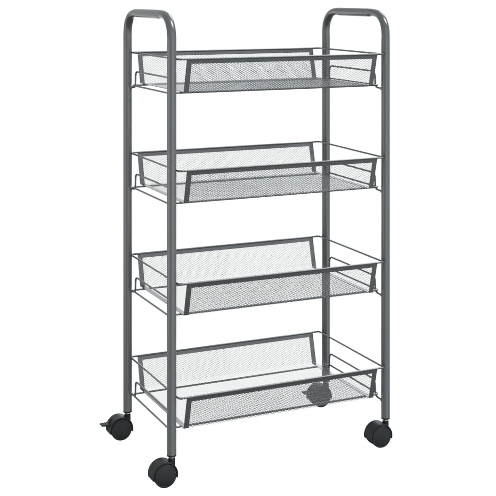 vidaXL 4-Tier Kitchen Trolley Grey 46x26x85 cm Iron