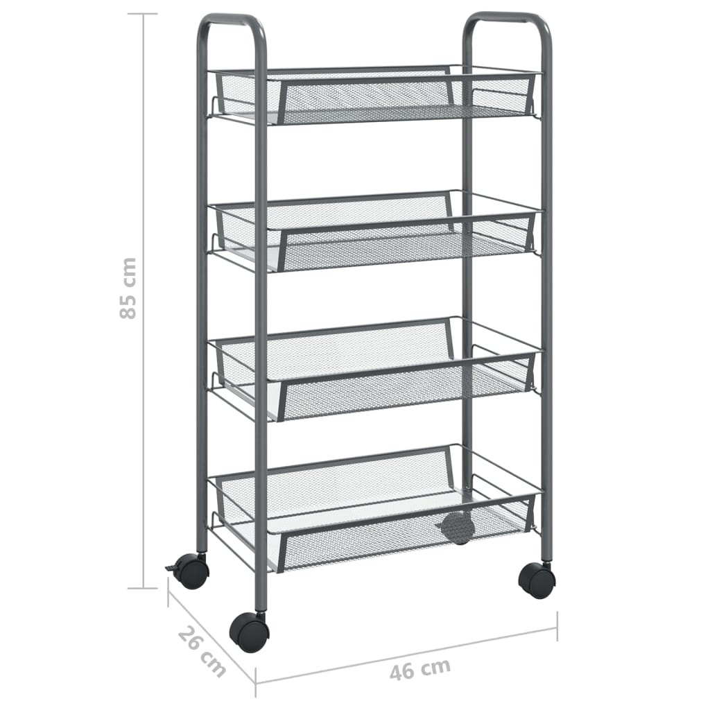 vidaXL 4-Tier Kitchen Trolley Grey 46x26x85 cm Iron