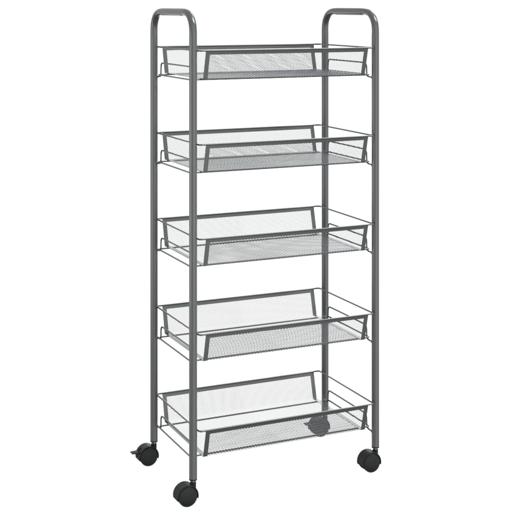 vidaXL 5-Tier Kitchen Trolley Grey 46x26x105 cm Iron