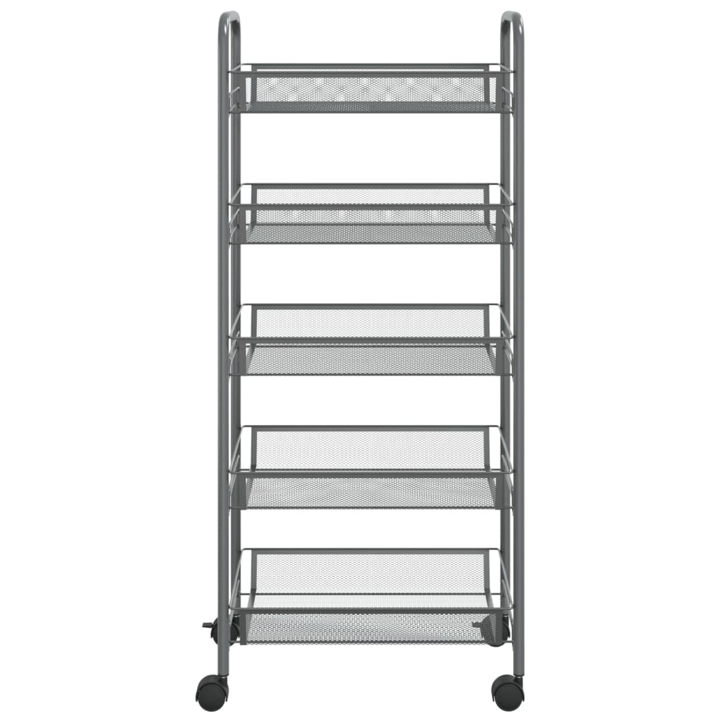 vidaXL 5-Tier Kitchen Trolley Grey 46x26x105 cm Iron
