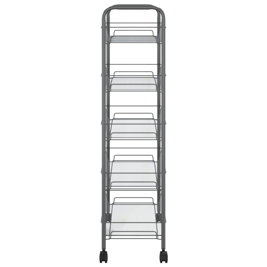 vidaXL 5-Tier Kitchen Trolley Grey 46x26x105 cm Iron