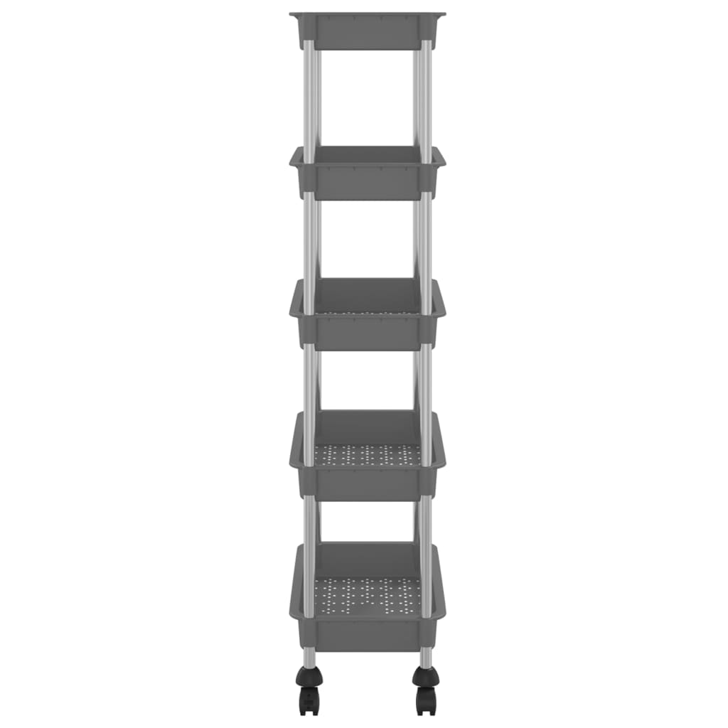 vidaXL 5-Tier Kitchen Trolley Grey 42x29x128 cm Iron and ABS