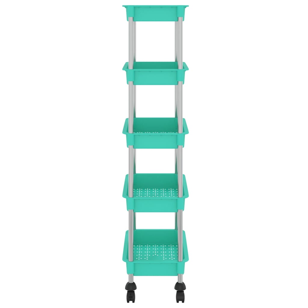 vidaXL 5-Tier Kitchen Trolley Turquoise 42x29x128 cm Iron and ABS