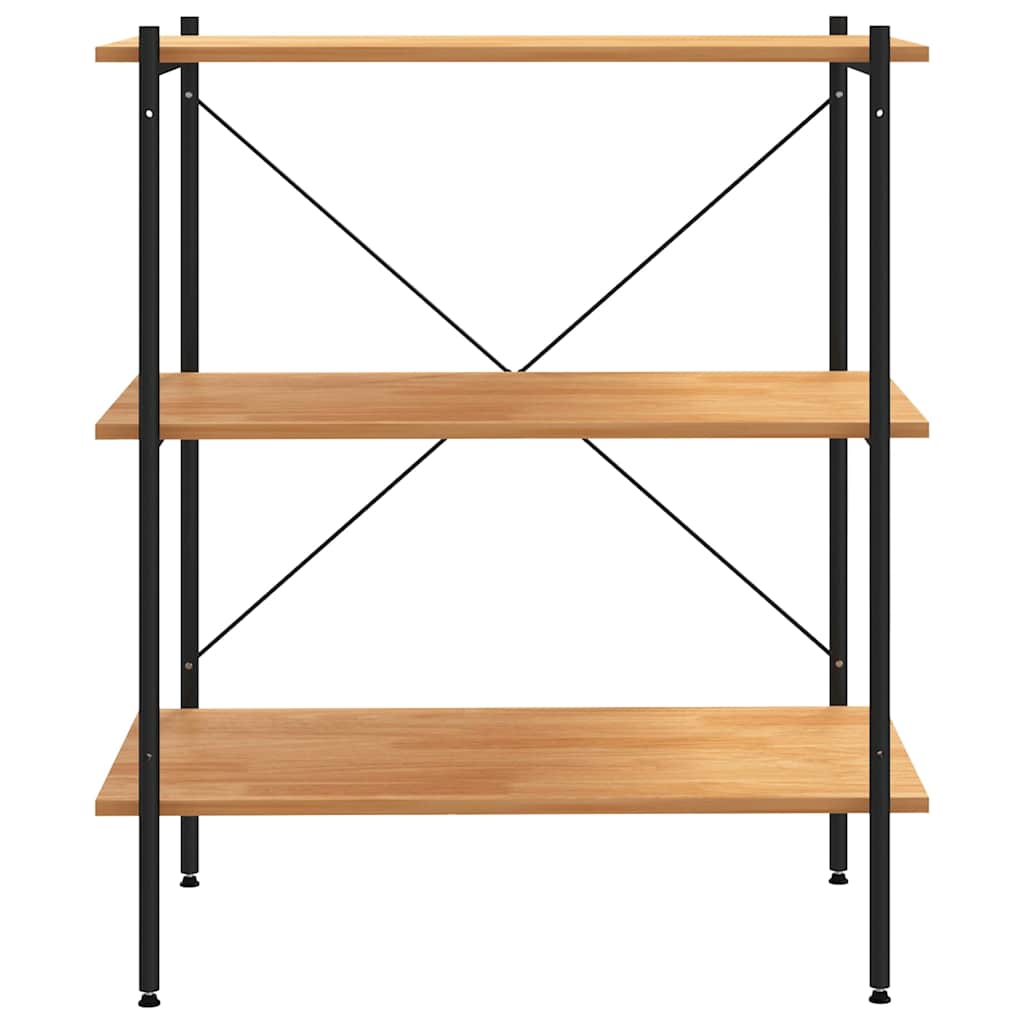 336340 vidaXL 3-Tier Shelving Unit Black and Oak 80x40x92 cm