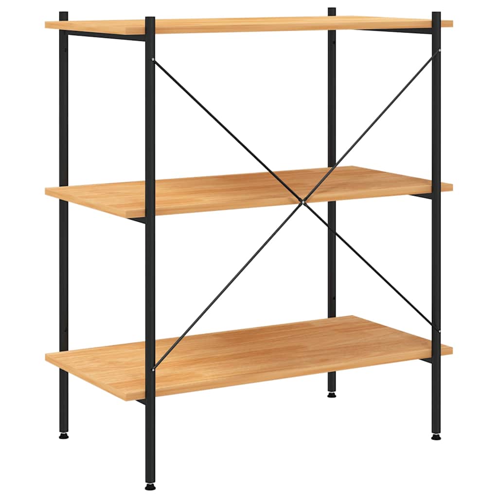 336340 vidaXL 3-Tier Shelving Unit Black and Oak 80x40x92 cm