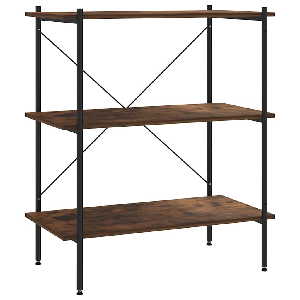 336341 vidaXL 3-Tier Shelving Unit Black and Natural 80x40x92 cm
