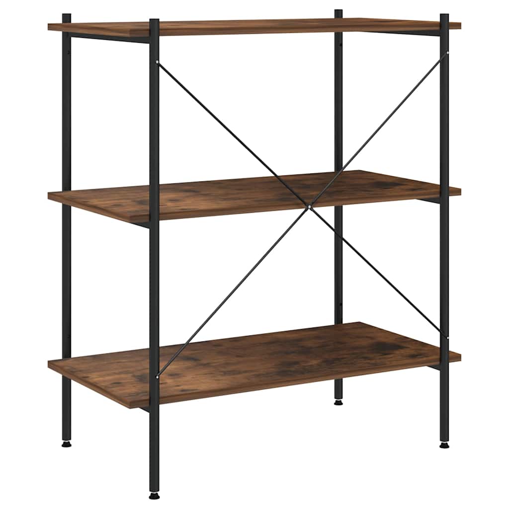 336341 vidaXL 3-Tier Shelving Unit Black and Natural 80x40x92 cm
