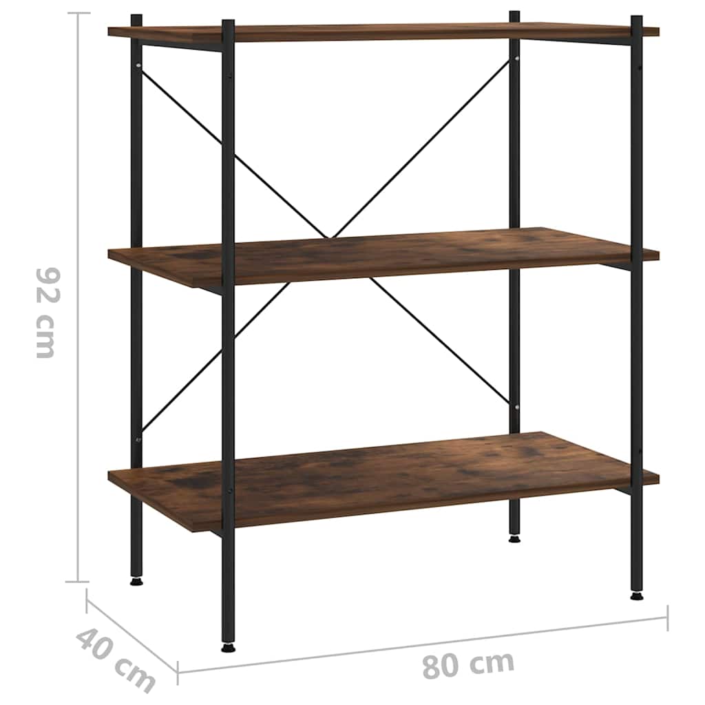 336341 vidaXL 3-Tier Shelving Unit Black and Natural 80x40x92 cm