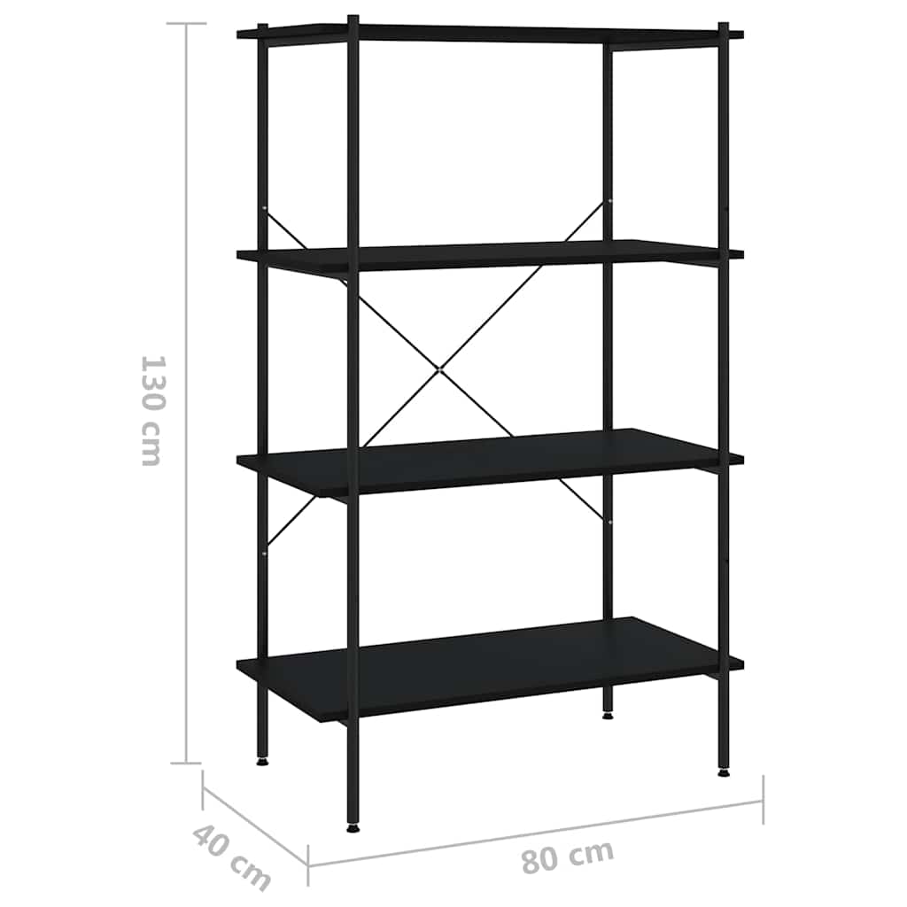 336343 vidaXL 4-Tier Shelving Unit Black 80x40x130 cm