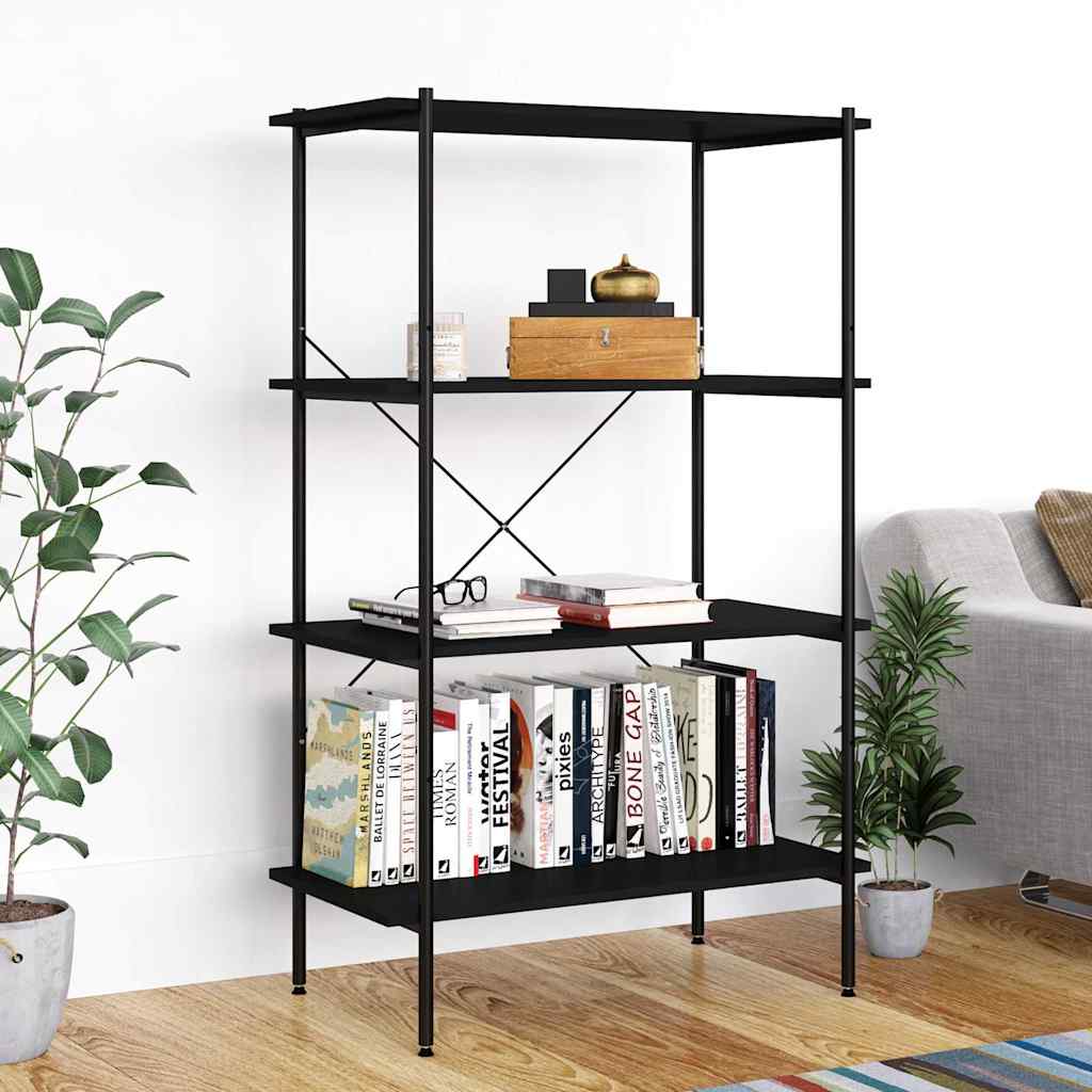 336343 vidaXL 4-Tier Shelving Unit Black 80x40x130 cm