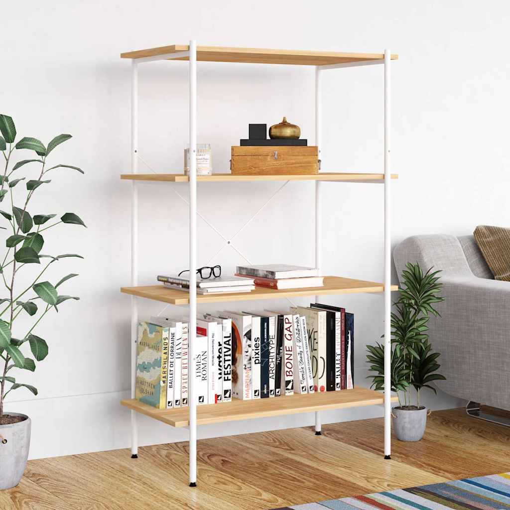 336346 vidaXL 4-Tier Shelving Unit White and Oak 80x40x130 cm