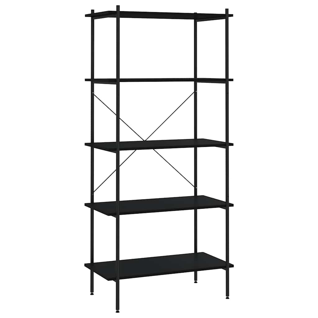 336347 vidaXL 5-Tier Shelving Unit Black 80x40x163 cm