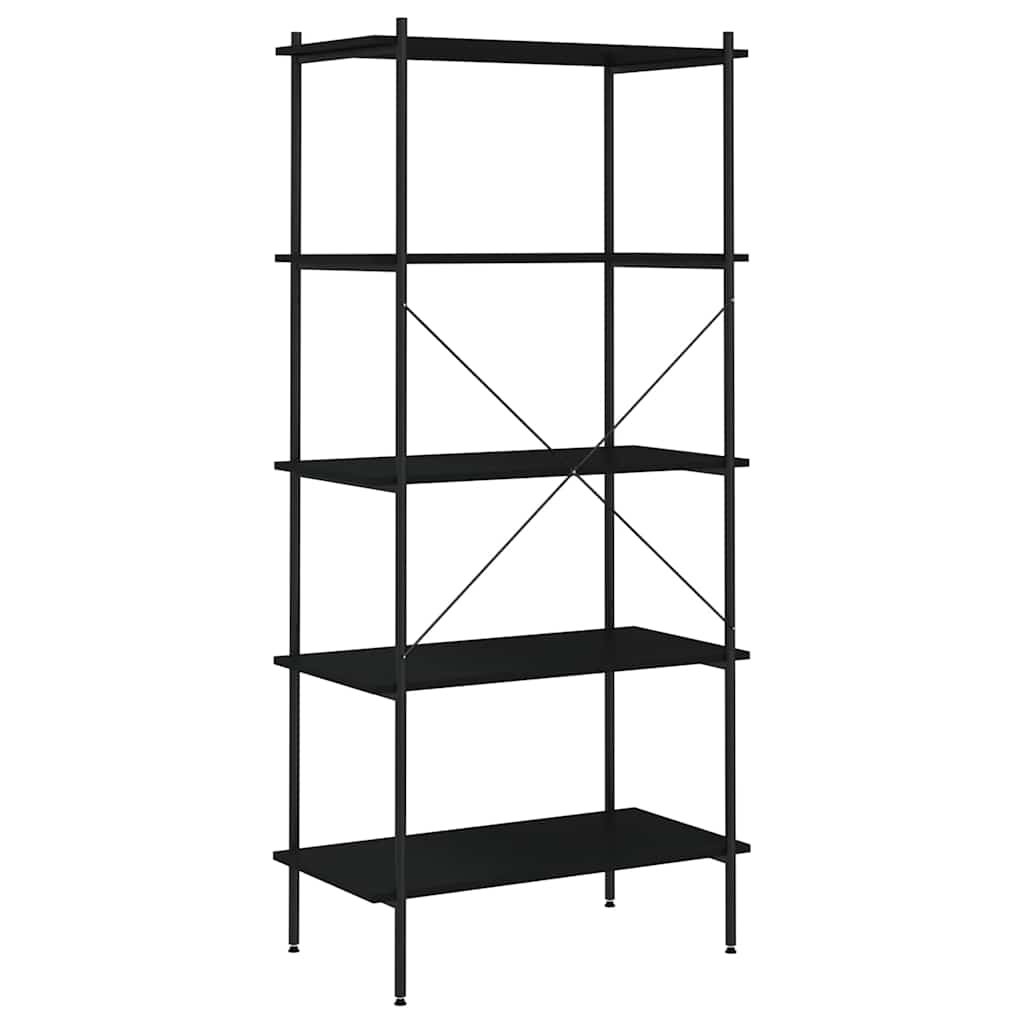 336347 vidaXL 5-Tier Shelving Unit Black 80x40x163 cm