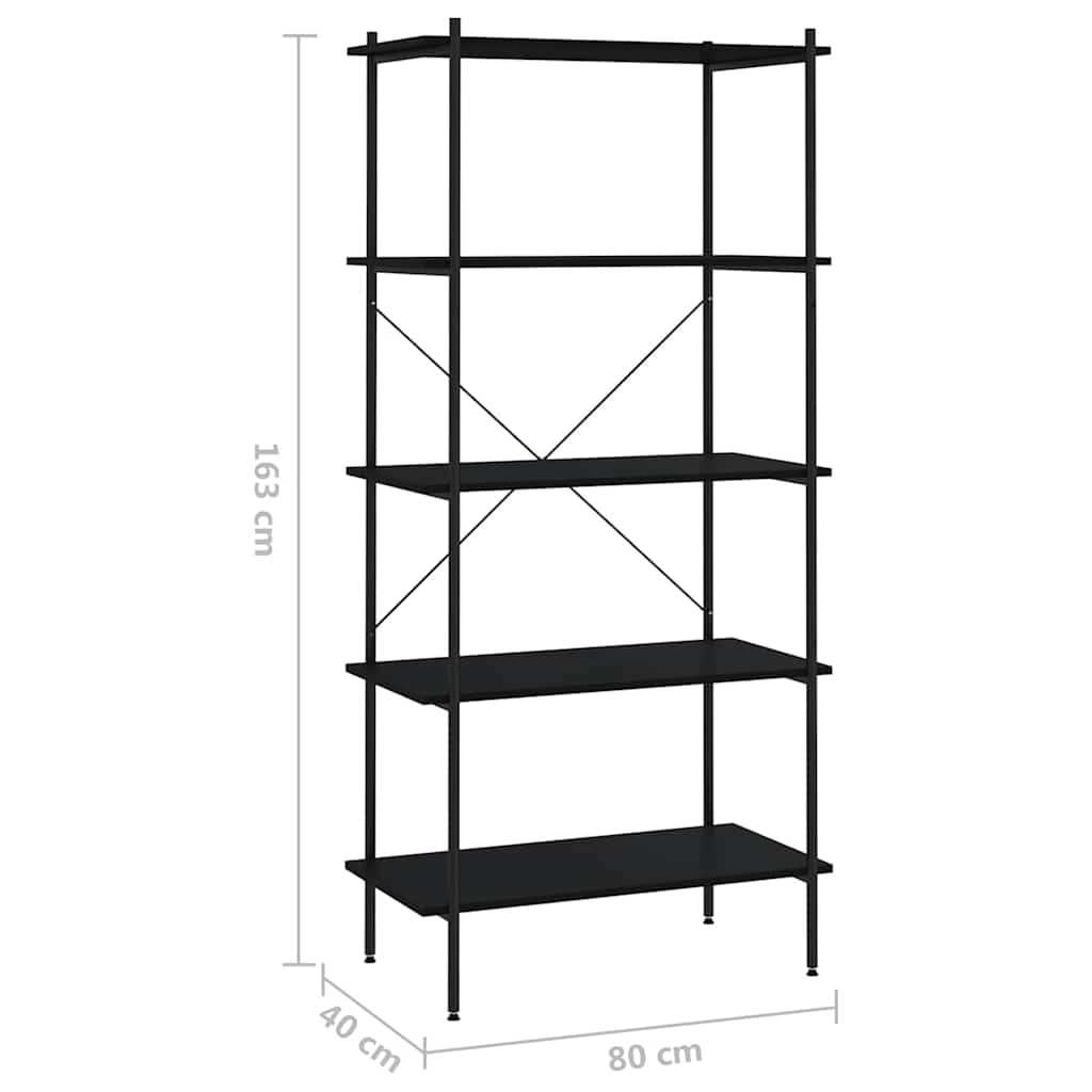 336347 vidaXL 5-Tier Shelving Unit Black 80x40x163 cm