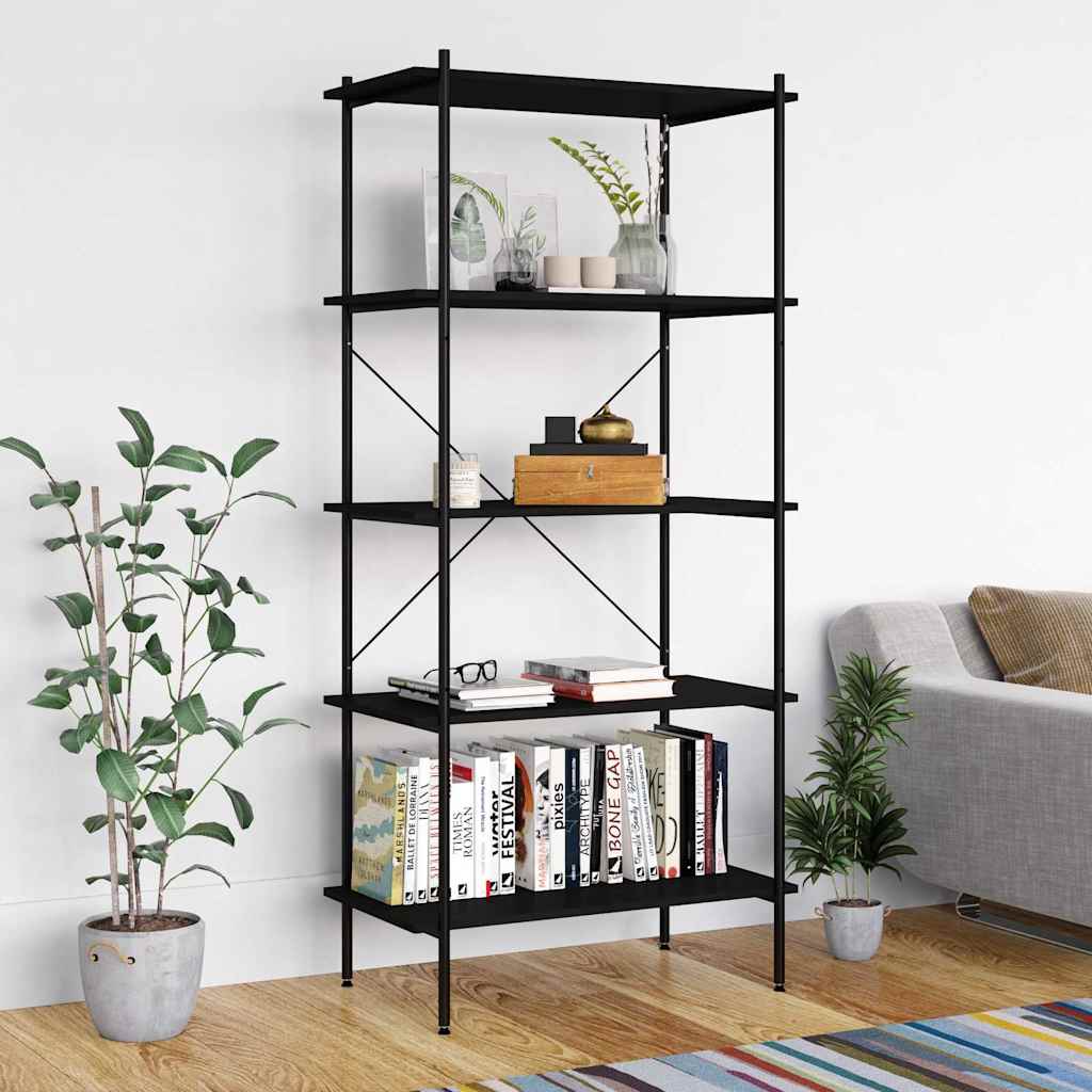 336347 vidaXL 5-Tier Shelving Unit Black 80x40x163 cm