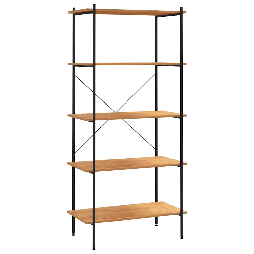 336348 vidaXL 5-Tier Shelving Unit Black and Oak 80x40x163 cm