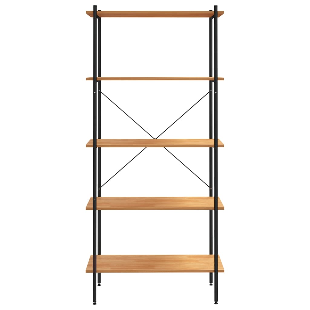 336348 vidaXL 5-Tier Shelving Unit Black and Oak 80x40x163 cm