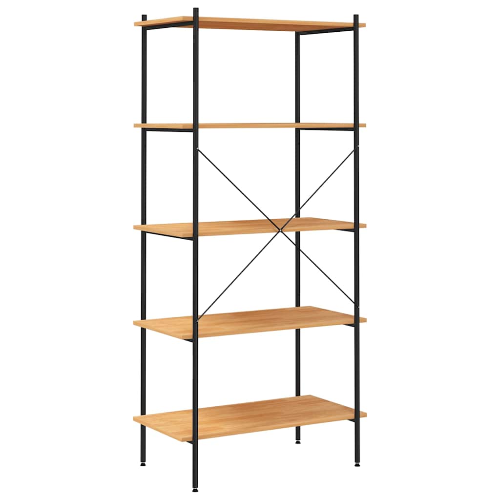 336348 vidaXL 5-Tier Shelving Unit Black and Oak 80x40x163 cm