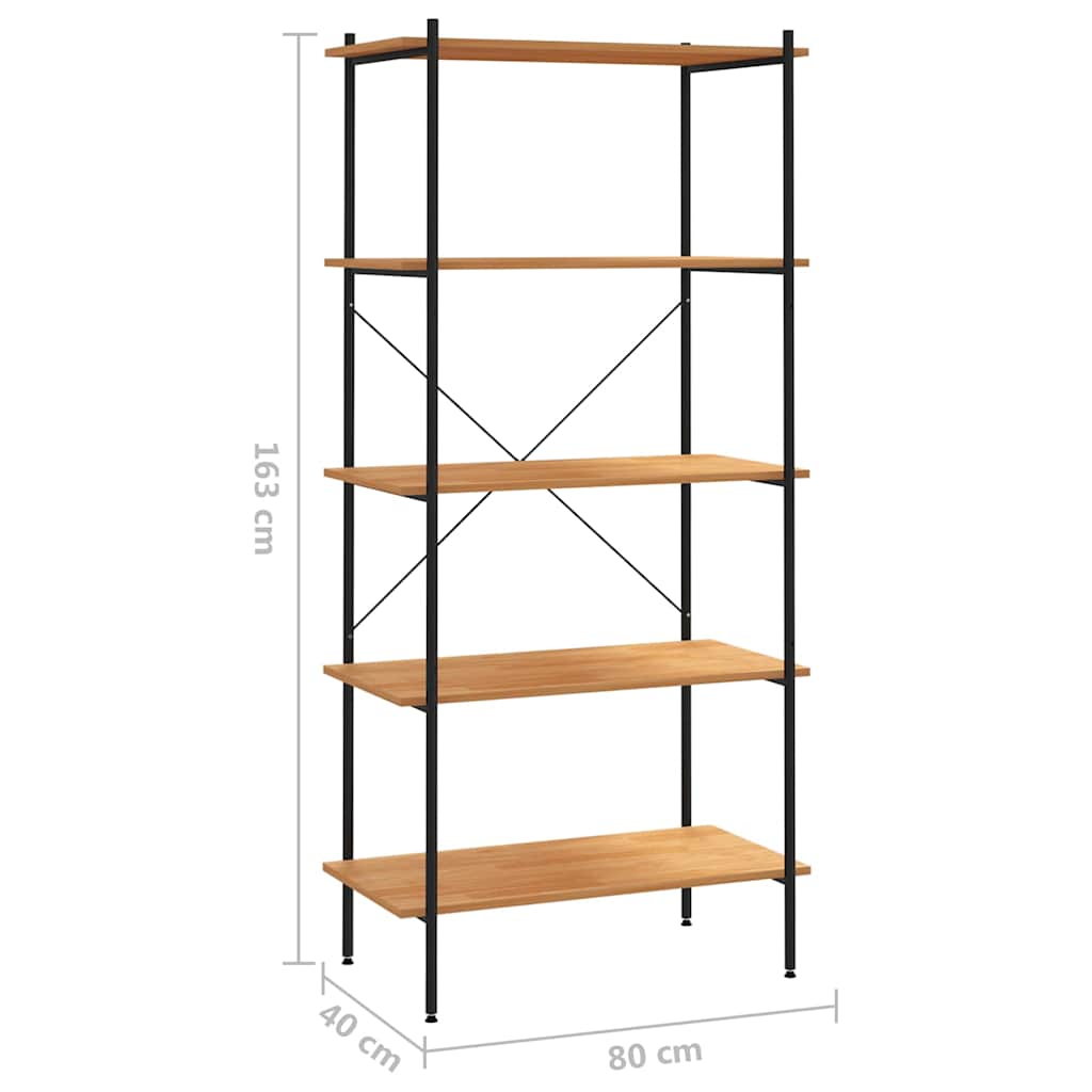 336348 vidaXL 5-Tier Shelving Unit Black and Oak 80x40x163 cm